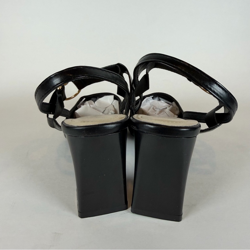 Black Pointed Toe Slingback Pumps High Block Heel | US Size 5.5 / 6 - Picture 9 of 13